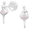 Monkimau Ballerina Orecchini premium per bambini, argento 925, gioielli con orecchini a bottone, ipoallergenici e senza nichel, idea regalo orecchini per bambini