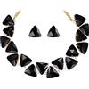 Clearine Art Deco Statement Collana Orecchini Set per Donna Brillante Cristalli Triangolo Gioielli per Prom Party Nero Oro-fondo