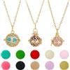 PH PandaHall 3 collane con diffusore di oli essenziali, medaglione per aromaterapia, collana con 10 palline di cotone colorate, collana con ciondolo a forma di fiore, per uomo e donna, idea regalo