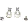 Never say Never Orecchini in oro bianco 18 kt con 2 perle coltivate e zirconi. Speciale comunione.