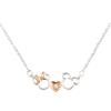 Disney Collana con ciondolo a forma di cuore con Topolino e Minnie, placcata in argento