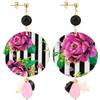 Lebole Maison Orecchini The Circle Specia Fiore Fucsia Riga Nero Classico Nero
