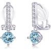 PHNIBIRD Orecchie Donna in Argento Sterling 925 con Topazio blu Per Pietra Portafortuna Orecchini con Clip di Regalo Per Matrimonio Regalo Donna Mamma Fidanzata