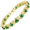 RIZILIA BLOSSOM Bracciale Tennis Verde Smeraldo Donna — Placcato Oro 14K, Pietra di Nascita Maggio CZ, 6mm, 18cm, Scatola Regalo