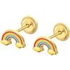 TIME ROAD Orecchini Bambina in Oro 9K LG00291 - Chiusura a Vite Sicura - Ideale per Comunione o Compleanno