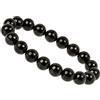 ELEDORO Bracciale Gagat Jet elasticizzato da 10 mm, con gemma nera, elegante gioiello