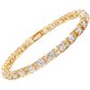 Rizilia Gioielli Rotondo Tagliato Bianco Topaz Color Birthstone Pietra preziosa Fine 18K Oro Giallo Placcato [180mm / 7inch] Braccialetto da Tennis Eleganza Moderna [Sacchetto di Gioielli Liberi]