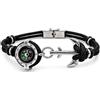 amorili Bracciale Uomo con Bussola Ancora e Corda in Acciaio Inox - Simbolo Nautico Marino - Idea Regalo Mare Estate - Braccialetto Uomo Elegante (nero)