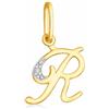 Rodium - Ciondoli in oro, lettera R con zirconi, oro 14k/finezza 585, ciondoli per collana o bracciale a catena per donna