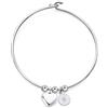 S'Agapõ Bracciale Donna, Bracciale Rigido in Acciaio e Cristalli con Simbolo Cuore | Collezione Feelings - SFE11