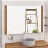 Baikal Specchio da bagno, specchio con lato in legno. Opzione con e senza LED. Stili che si adattano al bagno o a qualsiasi stanza della casa. 120 x 80 cm Laterale Legno Teka