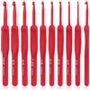 Coopay Set di Uncinetto Rossi, Uncinetti Ergonomici, 9 pezzi Uncinetti in Alluminio Tocco Leggero per Mani Artritiche, Kit di Uncinetto per Principianti e Professionisti, da 2,0 a 6,0 mm