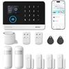 PGST Allarme Casa Senza Fili WiFi Wireless,GSM&WIFI, APP Smartlife e TUYA,12 Kits Sistema Allarme Casa, con Sirena, Sensori Per Porta Finestre, Sensore di Movimento