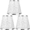 HAOHIZE Paralume Piccolo, Lampadina con Clip per Lampadine a Candelabri, Paralume in Stoffa Clip su Paralumi in Tessuto a Forma di Barilotto per Lampada da Parete Lampadario E14 3 (Argento)