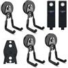 3-H Ganci Magnetici per Garage 4Pezzi, Gancio Magnetico di Stoccaggio per Attrezzi da Giardino Magnete Potente 15KG Carico, Porta Attrezzi da Parete, con 2 Cinghie di Stoccaggio per Garage