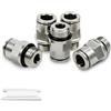 Bwintech 5 pezzi 8mm tubo OD x 3/8 BSP filettatura maschio con O-Ring dritto in ottone nichelato spingere per collegare il raccordo pneumatico push lock