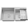 Fetcoi Lavello da cucina in acciaio inox, doppio lavello da incasso, 78 x 43 x 21 cm, con scolapiatti