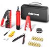 AMPCOM Kit di crimpatura Ethernet 8 in 1 per connettori RJ45/RJ11, STP Cat7/6A, UTP Cat6/5E/5 RJ45, include 110 punzoni e spelafili in custodia impermeabile portatile