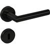 Gedotec Set di maniglie a leva nero opaco [BB - Porta della camera - Ovale] 1x ferramenta per porte con rosetta rotonda I Maniglie per porte interne L-FORM I Maniglia per porte di spessore 35-47 mm