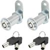 PATIKIL 2Pz Serratura Camma Armadietto Chiave 1-4/7 40mm Serrature Campana | Serratura a Campana Differente Chiave Cilindro, Lega Zinco Cromato, Chiave Rimovibile, per Cassettietto, Tubolari