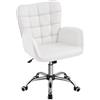 Yaheetech Sedia/Poltroncina da Ufficio Scrivania Bianca a Rotelle Girevole Imbottita in Similpelle Reclinabiale Ergonomica Altezza Regolabile