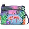Anna by Anuschka Borsa a mano da donna originale dipinta a mano, in pelle, con fenicotteri tropicali, taglia unica, Fenicotteri tropicali., Taglia unica