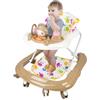 HUOLE Girarrosto con set da gioco-girello Bebe Walking pieghevole, da 6 a 18 mesi, ideale come aiuto per camminare per i primi passi del vostro bambino, cachi (62 x 68 x 36-81 cm)