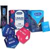 Durex Kit Divertimento, Preservativi Jeans da 27 Profilattici, Gel Lubrificante Eternal da 100 ml e Dadi da Gioco Erotici per coppie