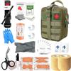 KUWUNG Kit pronto soccorso con strumento di kit sopravvivenza, Tattico Militare Trauma Kit di Pronto Soccorso, borsa di emergenza per auto, campeggio, zaino da viaggio, escursionismo, caccia (Verde)