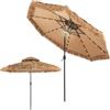 KOMFOTTEU Ombrellone da Spiaggia 300 cm con LED, Parasole Hawaiano in Paglia in PE, Ombrellone da Giardino Inclinabile con 8 Aste, Doppio Tetto per Terrazzo, Balcone, φ286 cm, senza Base
