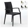 Produce Shop Sedie Poltrona con braccioli Bar Giardino Poly Rattan Bistrot Arm Grand Soleil - Nero