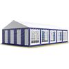 TOOLPORT Tendone per Feste 5x10 m PVC Blu-Bianco 100% Impermeabile Gazebo da Giardino Tendone da Esterno Tenda Party