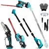 panthem 6 Pollici Mini Motosega & Tagliasiepi a Batteria Compatibile con Makita 18v (senza batteria), Motosega Elettrica con Asta Telescopica, Portata Massima fino a 4,57 m, con Manico Telescopico, Sega