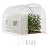 Outsunny Serra da Giardino a Tunnel 3x2x1.9 m con Porte Avvolgibili e 4 Finestre, Serra per Orto con 7 Rinforzi Diagonali, Struttura in Acciaio e Copertura PE, per Orto Verdure Fiori Frutta, Bianco
