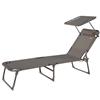 Aktive 62288 - Lettino prendisole pieghevole con ombrellone Grigio, Antiribaltamento, Reclinabile in 3 posizioni, Materiale: acciaio e textilene, Dimensioni: 193x53x30cm