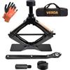 Verda Cric da 2000 kg (104 - 425 mm) + guanti da lavoro + chiave a cricchetto + custodia, cric a forbice per auto, piastra in acciaio ingrandita, cric portatile per auto SUV MPV (SN4569)