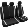 Auto Accessori Lupex Coprisedili Furgone 3 Posti Universali - Set Sedili Anteriori 2+1 con Zip per Cinture e Bracciolo (Nero - Grigio, Set Policotone)