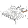 ruecab 1086 Rack di barbecue doppia su piedi in acciaio inox manico legno argento 30x40cm