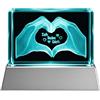 Kaltner Präsente, luce d'atmosfera, un regalo molto speciale: Candela a LED/Blocco di cristallo con incisione laser 3D, motivo cuore "Ich liebe Dich"