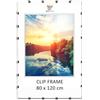 MG Design Cornice Clip 80 x 120 cm - a giorno senza cornice con vetro acrilico e pannello HDF, verticale o orizzontale, per foto, poster, certificati e puzzle