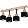alfalux Lampada A Sospensione 4 Luci Lampada Da Soffitto LED Lampadario In Legno E Metallo Compatibile Con E27 Per Soggiorno Camera Da Letto Cucina SC60x7BU