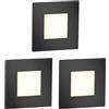 ledscom.de 3 LED luce per scale/apparecchio da incasso FEX per interni ed esterni, angolare, nero, 85 x 85 mm, bianco caldo