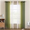 EMEMA Tende Voile Trasparenti Occhielli Sfumato per Soggiorno Camera da Letto Bagno Cucina Camera da Bambino Tenda Finestra Balcone Casa con 2 Pannelli 140 x 245 CM Verde Oliva