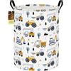 HUNRUNG Laudry Hamper, Large Canvas Fabric Lightweight Storage Basket Toy Organizer Sporty Clothes Collapsible Waterrepeat for College Dorms,Bedroom，Bagno (Ecavatore Rotondo)