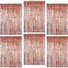 O-Kinee Tende Metalliche Tinsel Oro Rosa,Foil Tenda Compleanno Scintillante,6pz Tende Frangia sullo Sfondo,Shimmer Orpelli,Orpello Lamina Frange,Foil Tenda Metallici Feste Festoni(1m*2m)