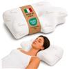 The Double Twenty - Cuscino Cervicale per Dormire Ortopedico - Doppia Altezza 12,5/9cm con Federa Lavabile in Bamboo - Cuscino Memory Foam Antirussamento a Farfalla - Made in Italy e Oeko Tex