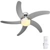 BAKAJI Ventilatore Lampadario da Soffitto 5 Pale in Legno con Lampada in Vetro Satinato 3 Velocità Inversione Rotazione Funzione Timer e Telecomando Attacco 2 Lampadine E27 Max 40W Diametro 132cm