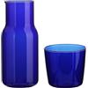 MISNODE Caraffa per Acqua Caraffa in Vetro Vintage Caraffa per Acqua e Ghiaccio, Caraffa per Acqua sul Comodino e Set di Bicchieri Pratica Caraffa per Acqua in Vetro per Camera da Letto Cucina(Blu)