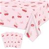 QUERICKY Set da 4 Tovaglie Rettangolari con Ciliegie e Fiocchi Decorazioni per Compleanno con Ciliegie per Ragazze, Donne, Compleanno, Matrimonio, Addio al Nubilato, Baby Shower, Festa, 220x130cm, Rosa