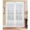 GBiancheria Coppia Tende a Vetro Beatrice Dévoré con Motivo Cuori Colore Bianco Natural, Tessuto 100% Poliestere, Effetto Trasparente e Luminoso Misure 60x150 cm e 60x240 cm (60 x 240 cm)